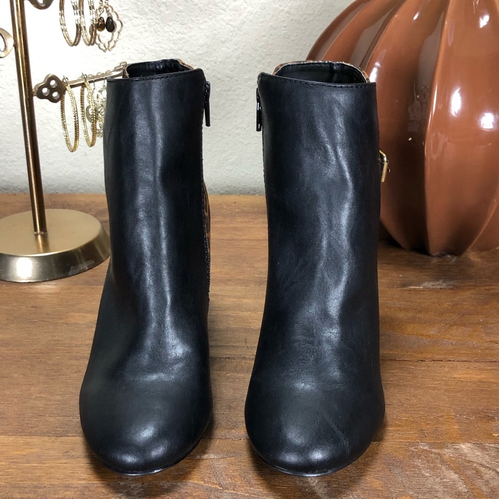 NWT New Direction Black-Leopard Vegan Leather Boot - Picture 2 of 8